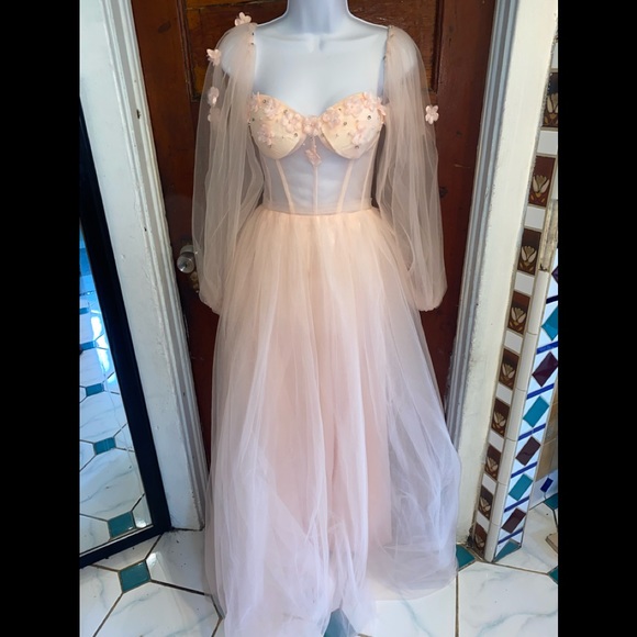 Flower Party Dress Long Sleeve Girls SZ 4 - Picture 1 of 5